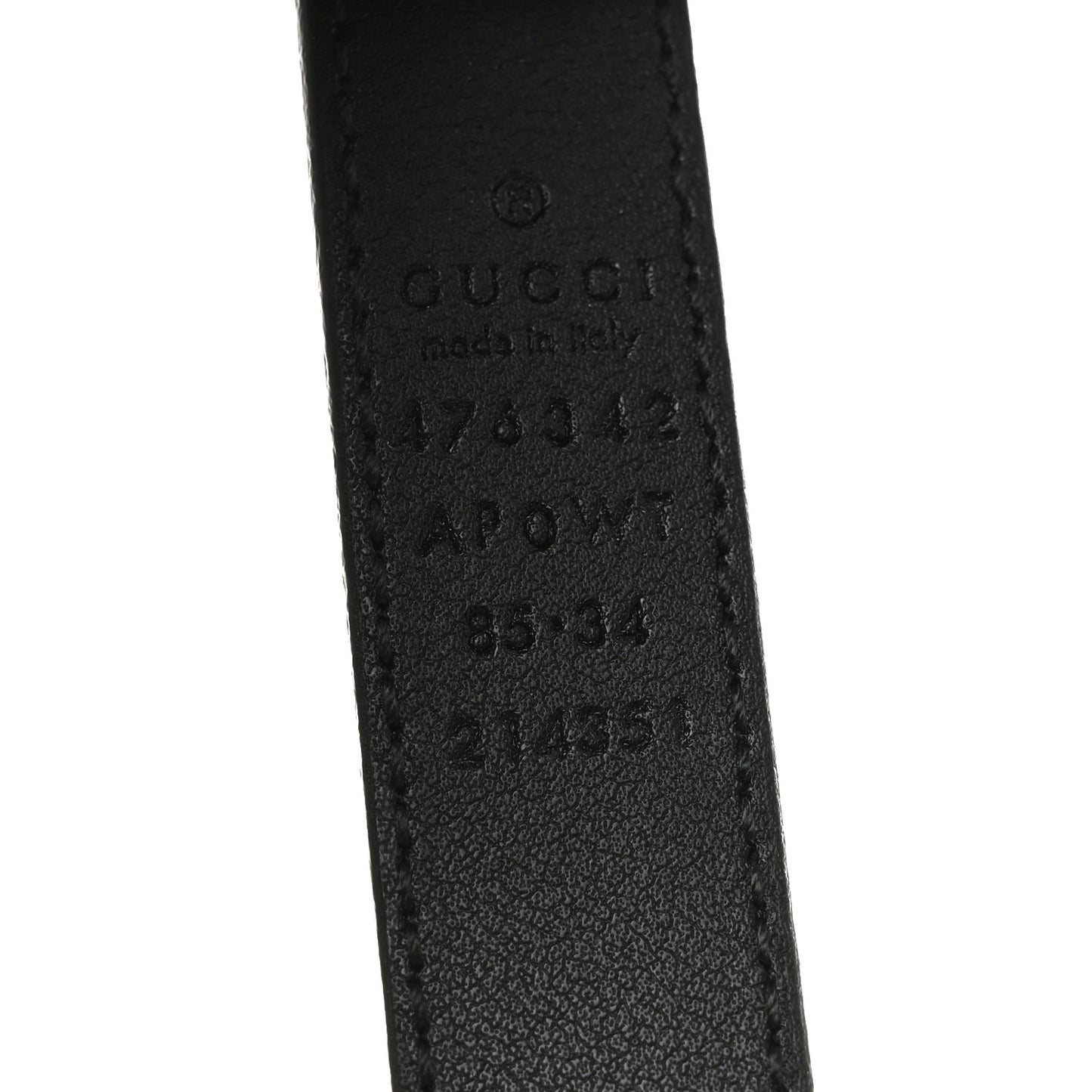 Moon Calfskin Pearl Double G 20mm Belt 85 34 Black Cream