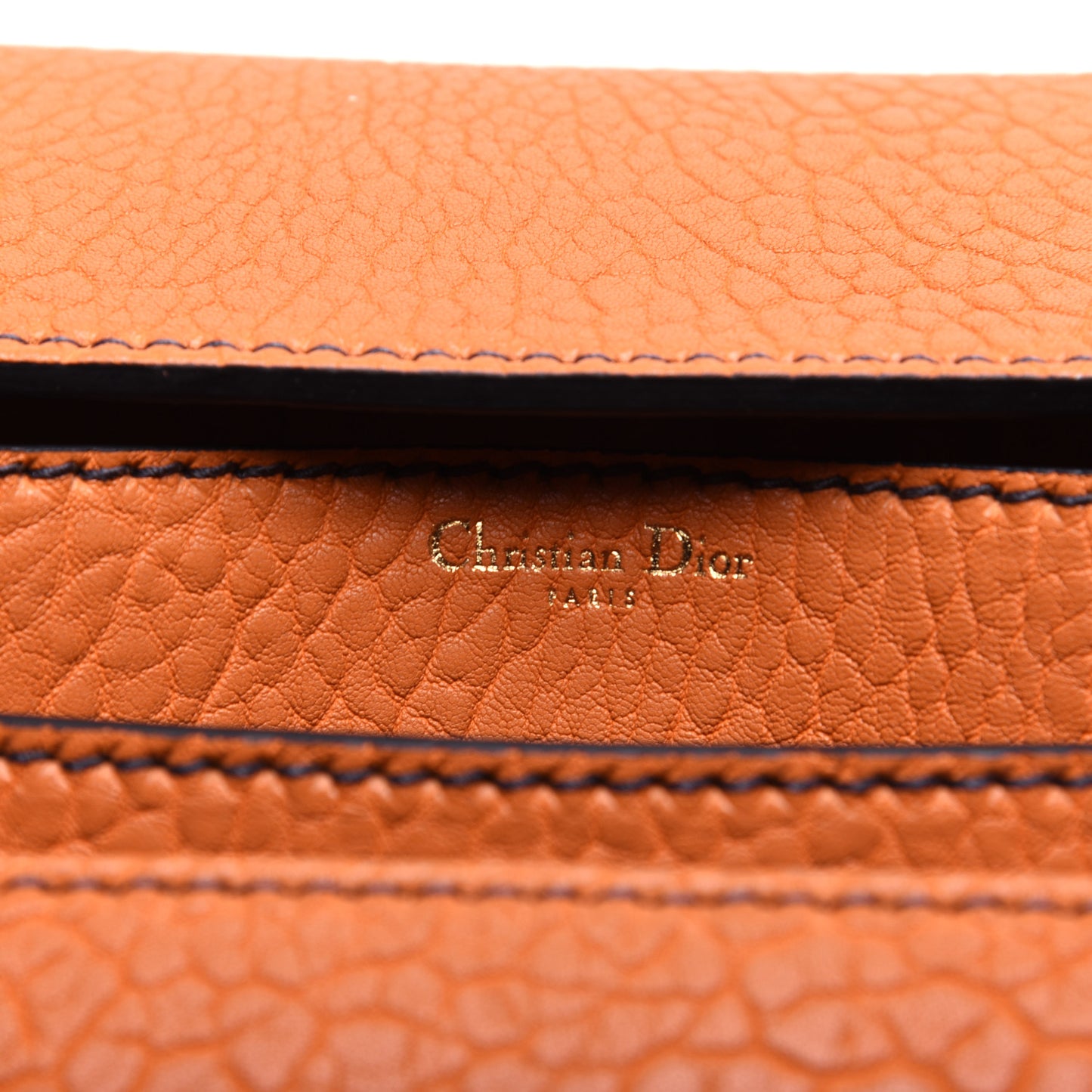 Canyon Grained Lambskin J'Adior Chain Flap Bag Orange