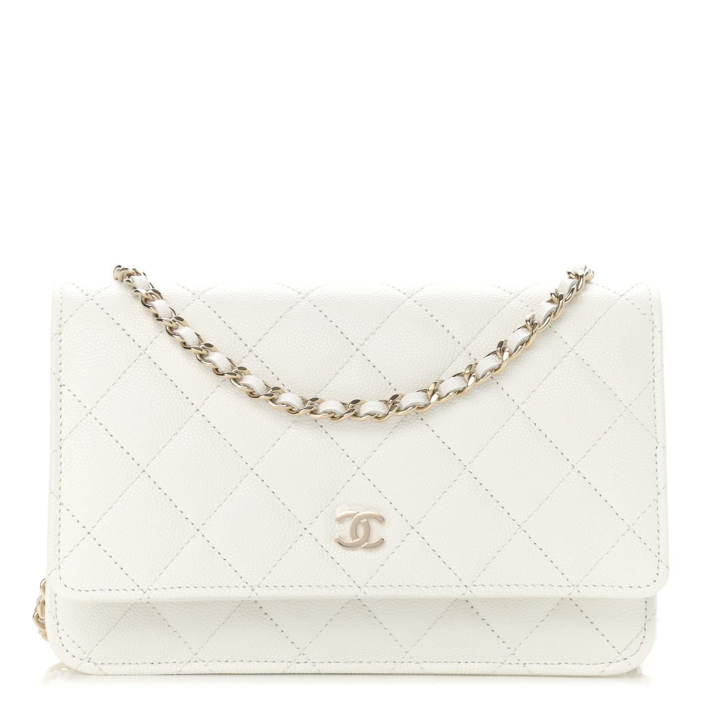 Caviar Quilted Wallet On Chain WOC White