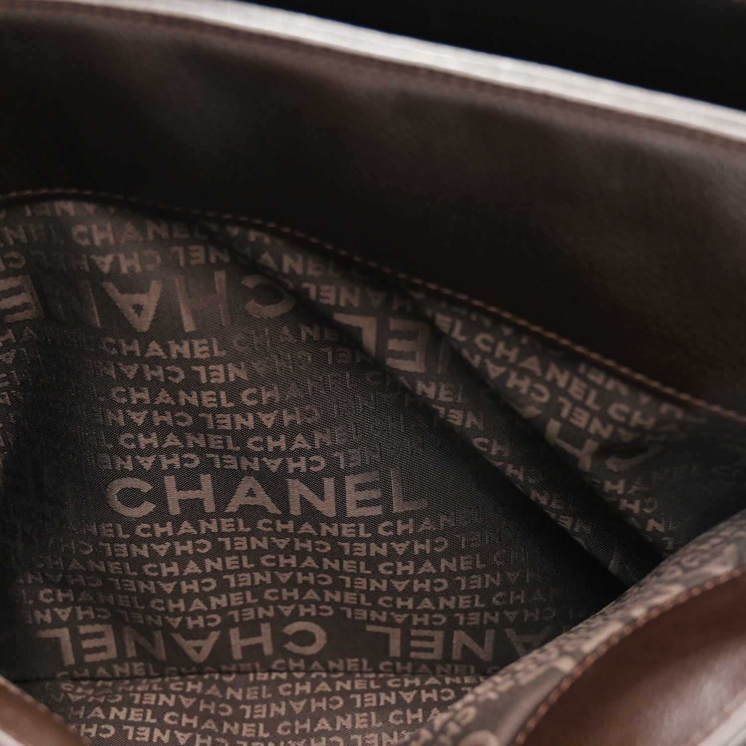 Chanel Calfskin Mademoiselle Lock Cerf Shopper Tote Brown 13 of 31