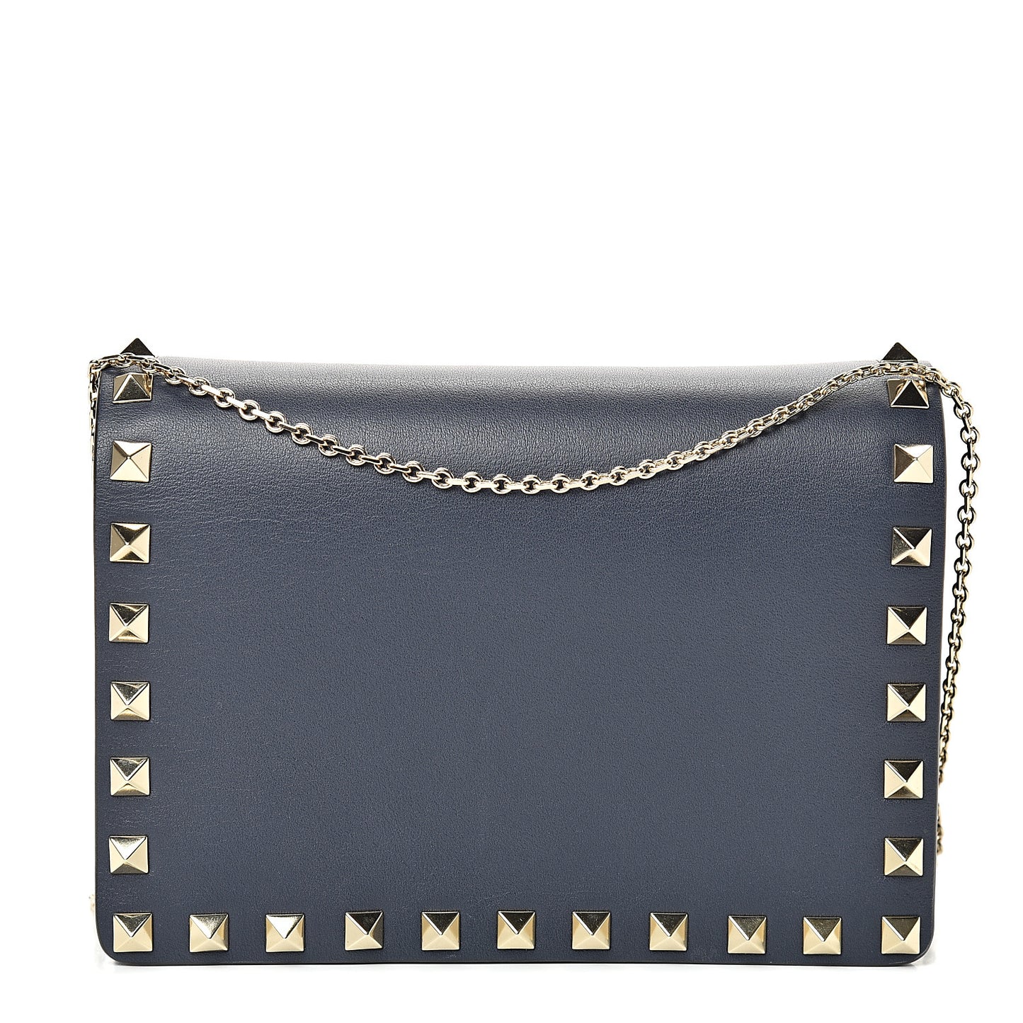 Vitello Rockstud Wallet on Chain Navy