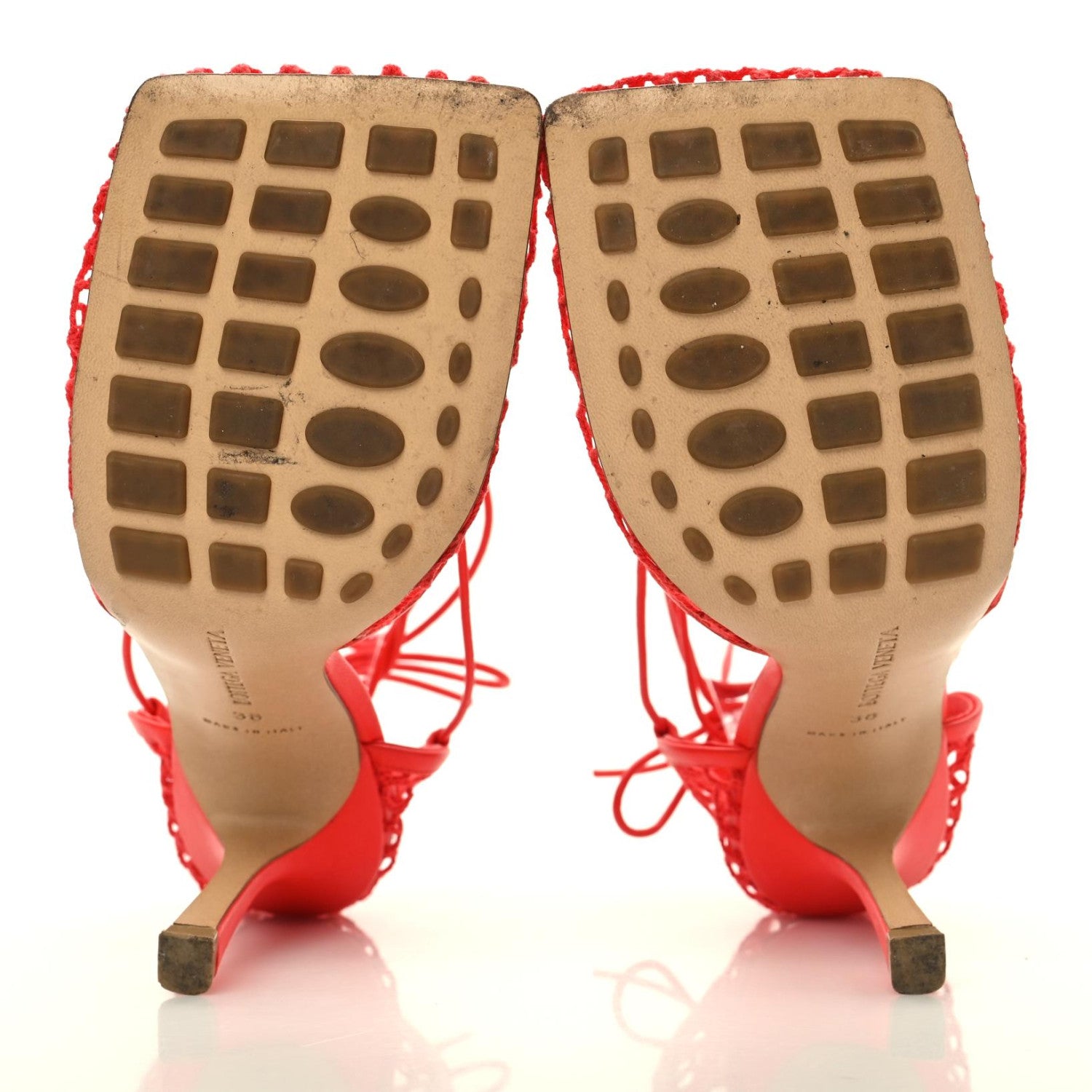 Bottega Veneta Mesh Nappa Stretch Ankle Tie Sandals 38 Tomato 5 of 7