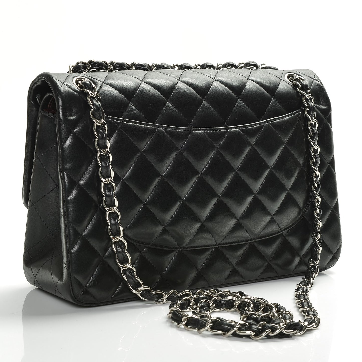 Lambskin Quilted Jumbo Double Flap Black