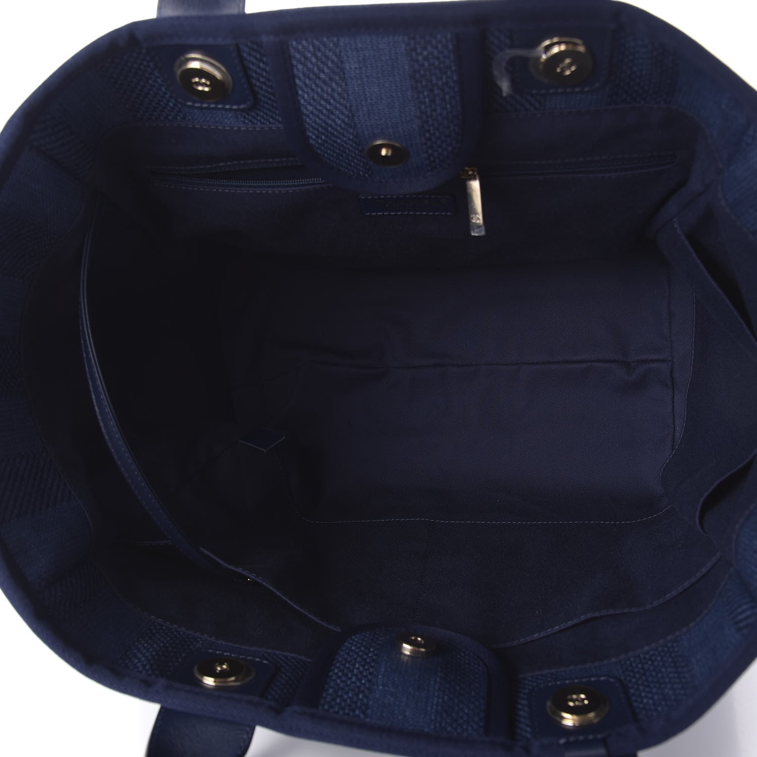 Chanel Mixed Fibers Striped Medium Deauville Tote Navy Blue 6 of 11