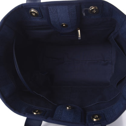 Chanel Mixed Fibers Striped Medium Deauville Tote Navy Blue 6 of 11