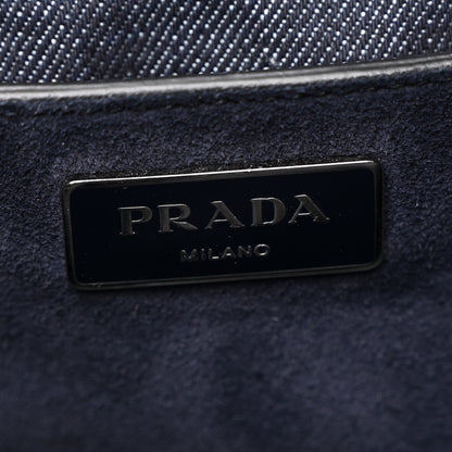 Prada Denim Suede Scamosciato Twin Pocket Tote Bleu 6 of 12