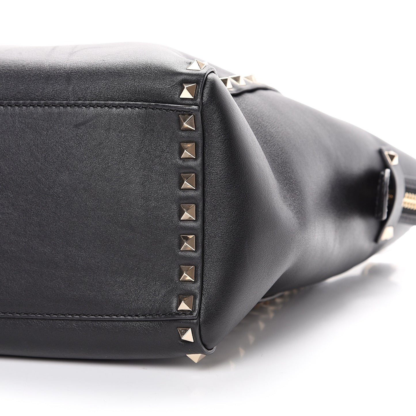 Vitello Rockstud Double Handle Tote Black