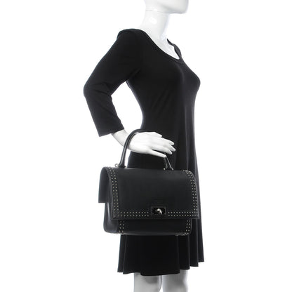 Givenchy Grained Calfskin Studded Small Shark Lock Satchel Black 2 of 10