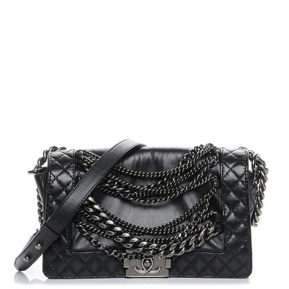 Chanel Calfskin Enchained Medium Boy Flap Black 1 of 10