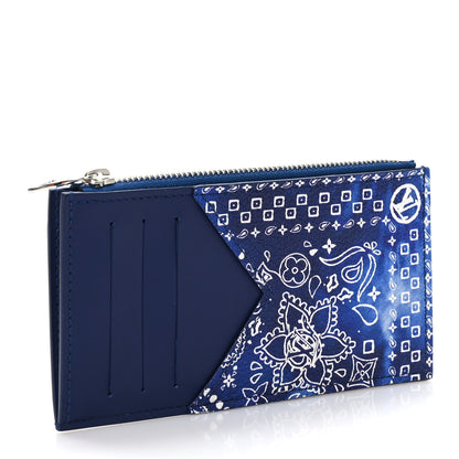 Louis Vuitton Cowhide Monogram Bandana Coin Card Holder Blue 3 of 7