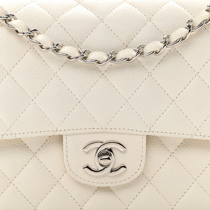 Chanel Caviar Quilted Medium Double Flap White 8 of 12