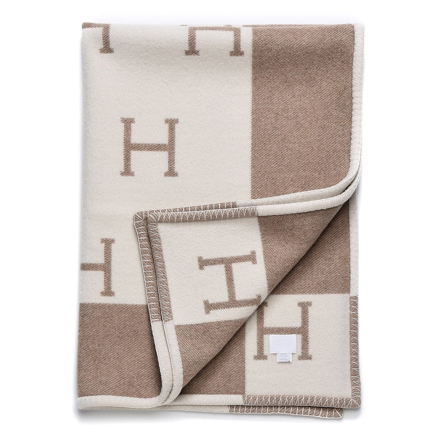 Wool Cashmere Avalon Baby Blanket Noisette Moyen White