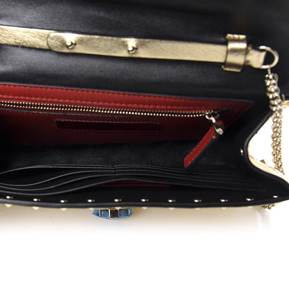 Valentino Garavani Metallic Nappa Rockstud Spike Wallet on Chain Mekong 5 of 10