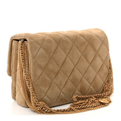 Chanel Suede Quilted Precious Buttons Flap Beige 3 of 11