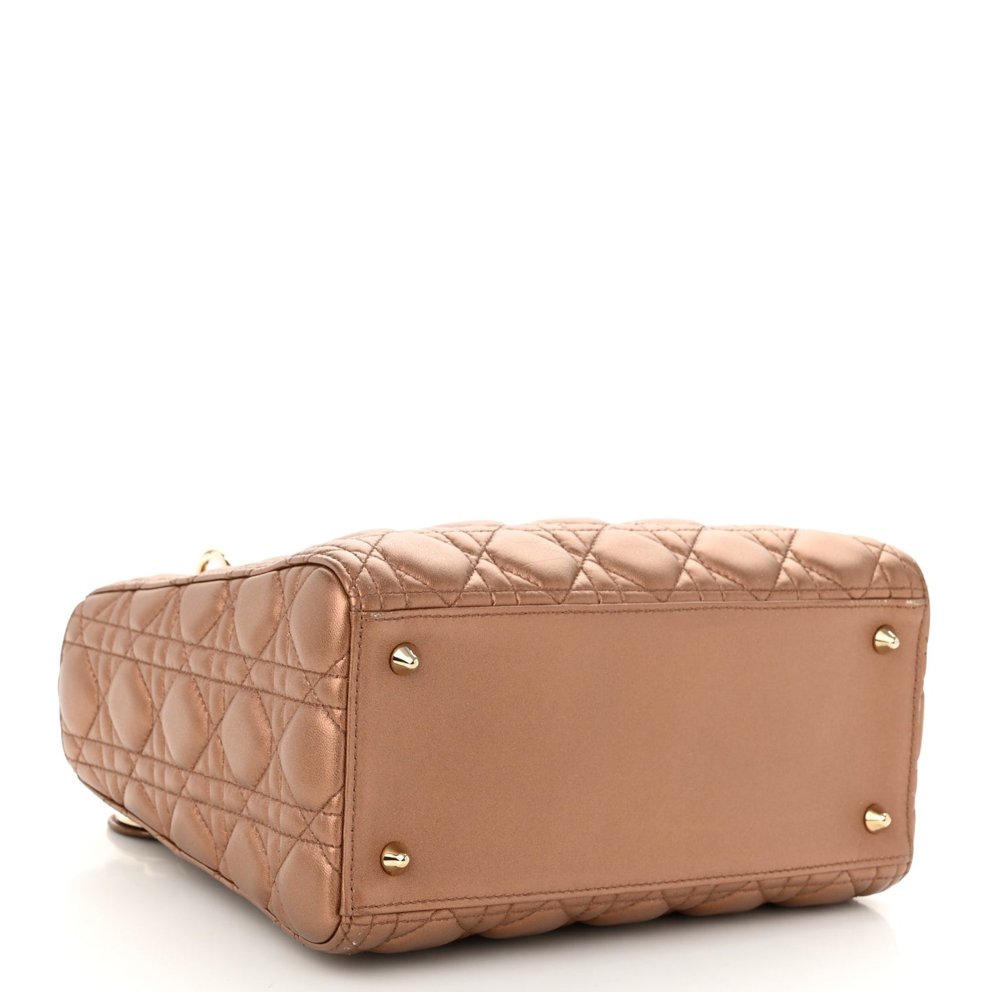 Metallic Lambskin Cannage Medium Lady Dior Bronze