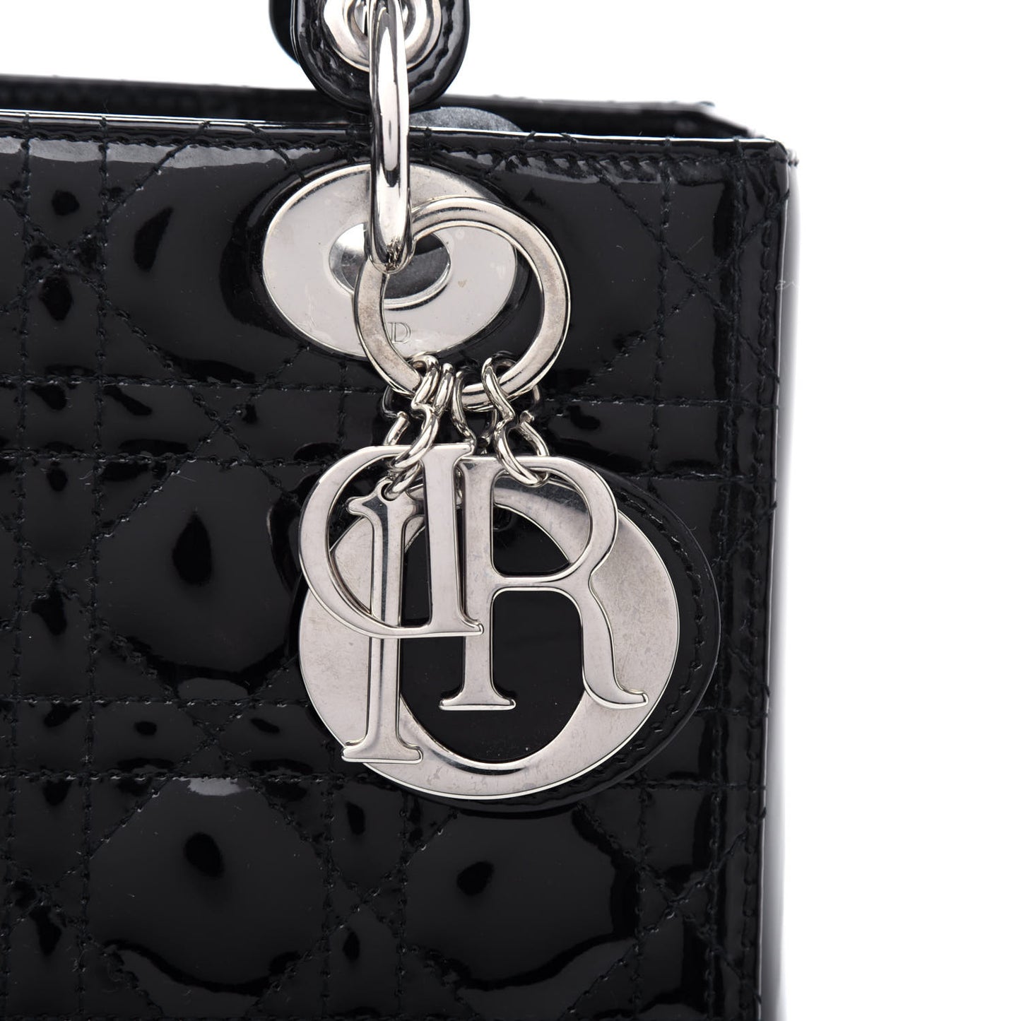 Patent Cannage Medium Lady Dior Black