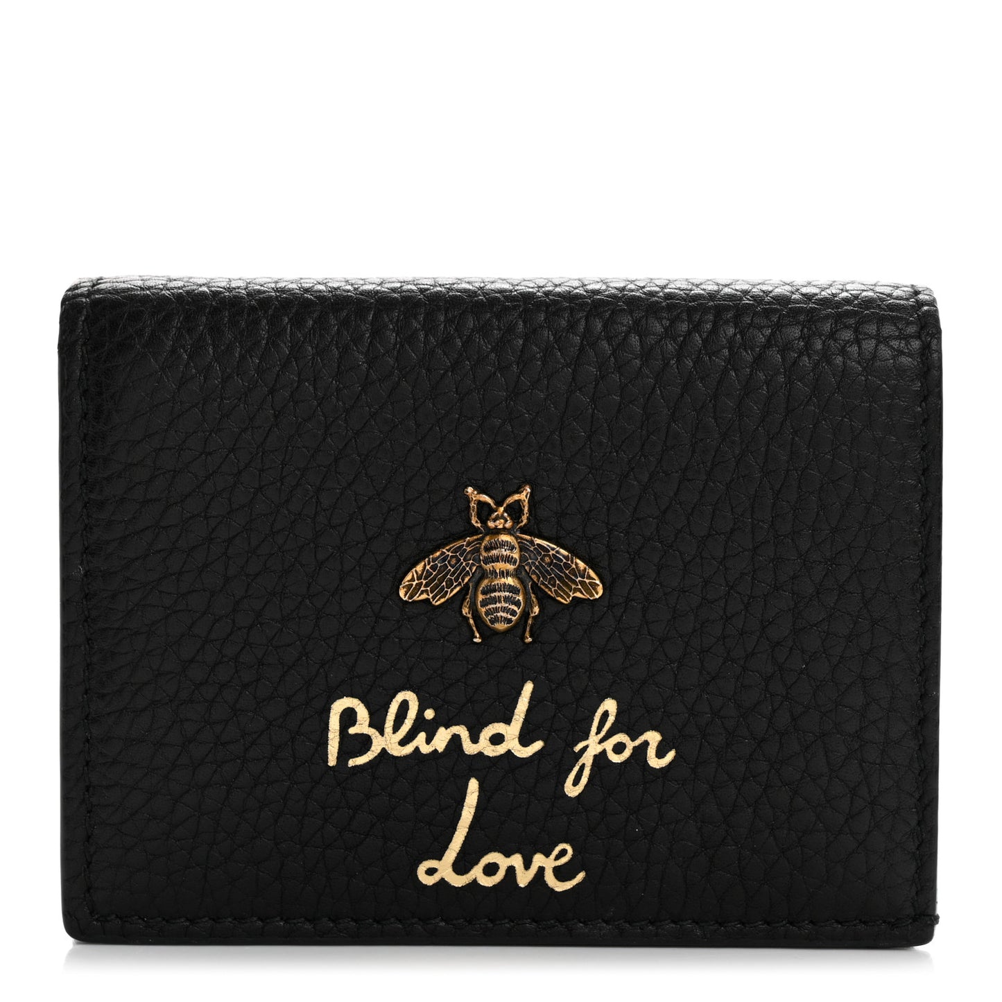 Pebbled Calfskin Animalier Card Case Black