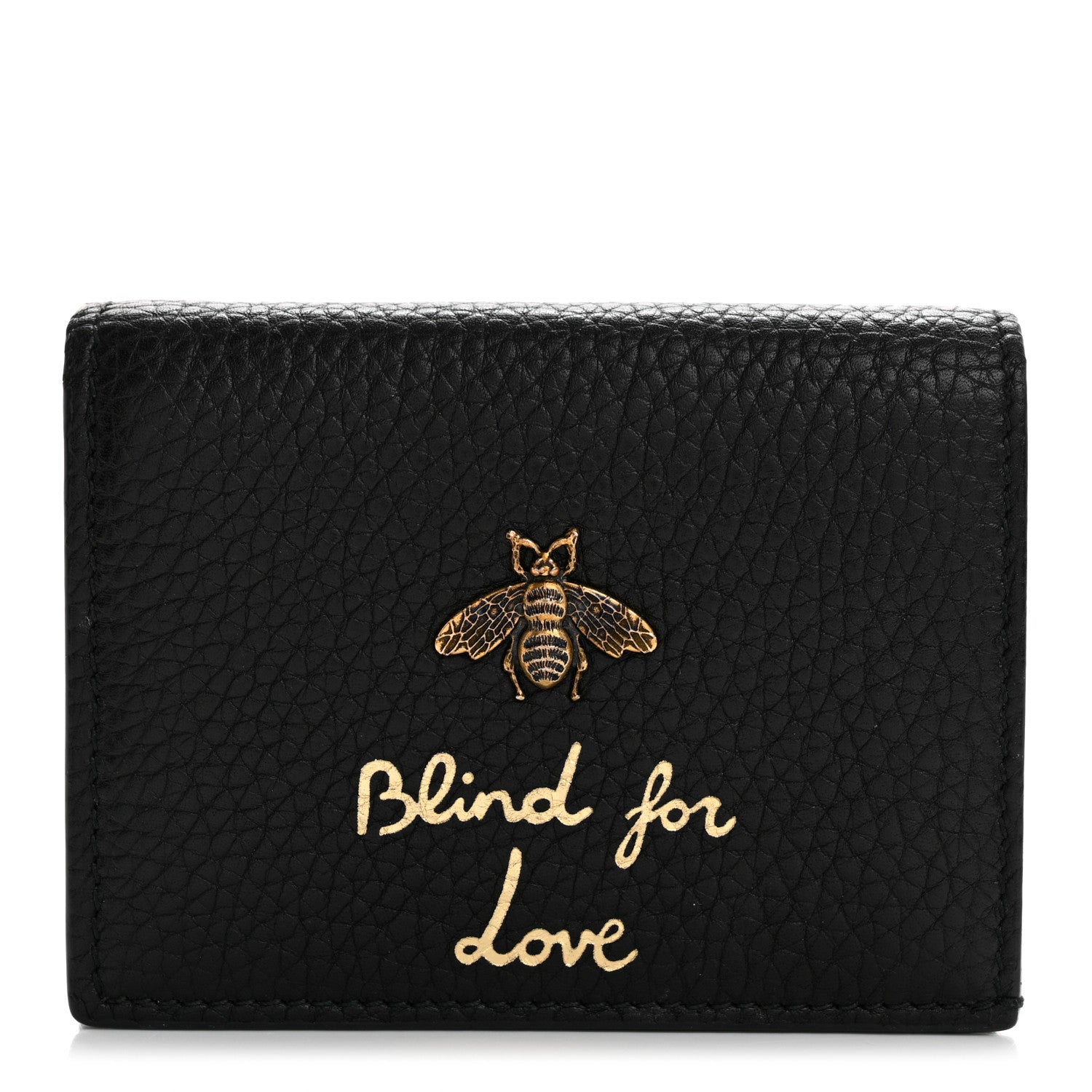 Gucci Pebbled Calfskin Animalier Card Case Black 1 of 11