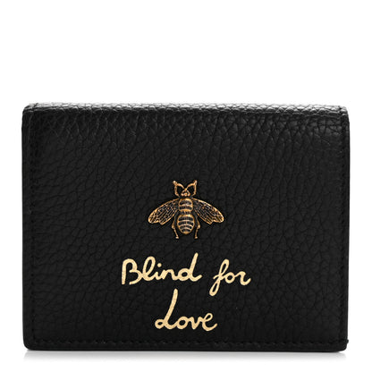 Gucci Pebbled Calfskin Animalier Card Case Black 1 of 11