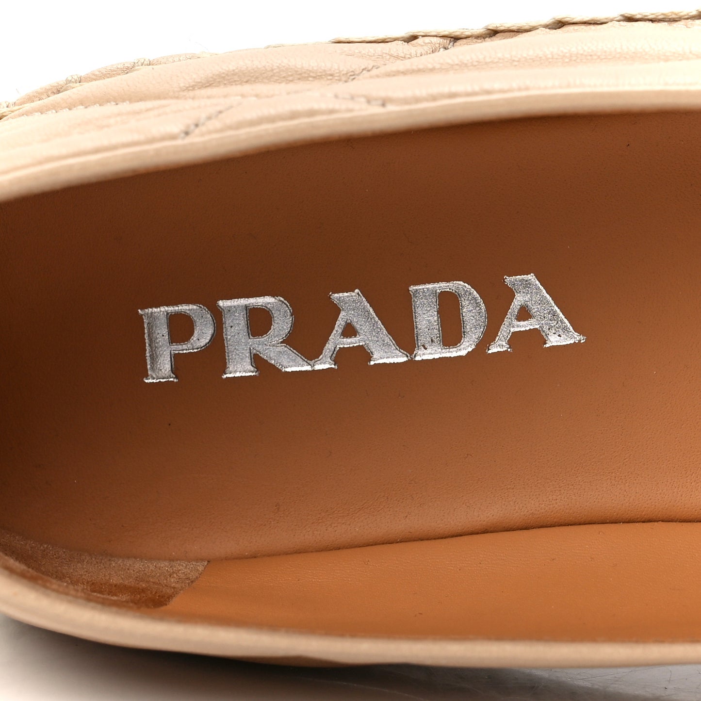 Nappa Quilted Logo Espadrilles 36 Beige