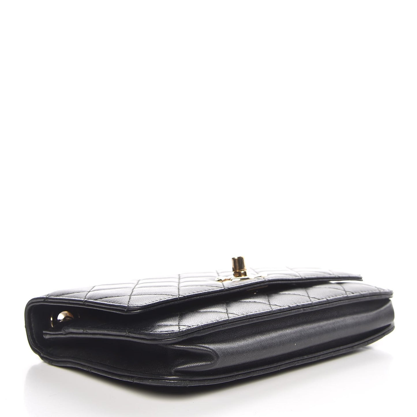 Lambskin Quilted Trendy CC Wallet On Chain WOC Black