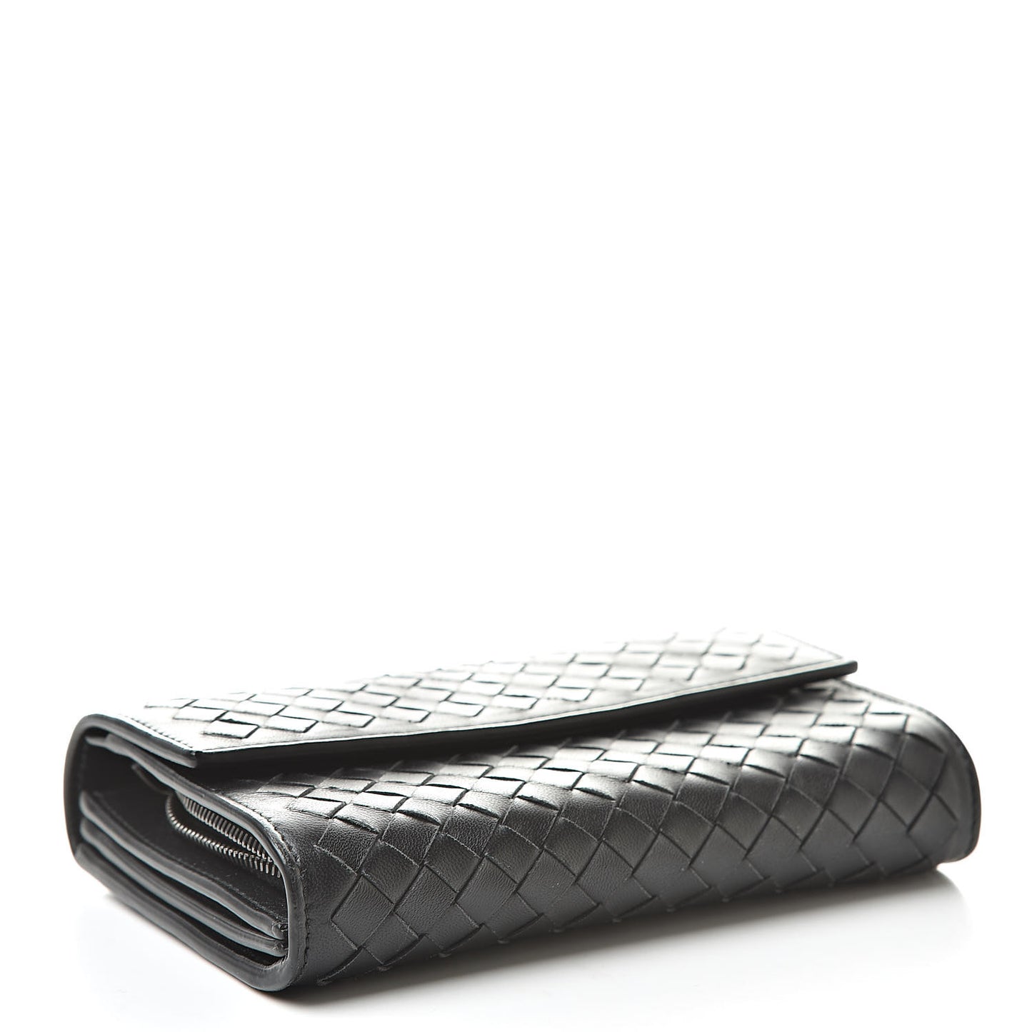 Nappa Intrecciato Continental Compact Wallet Black