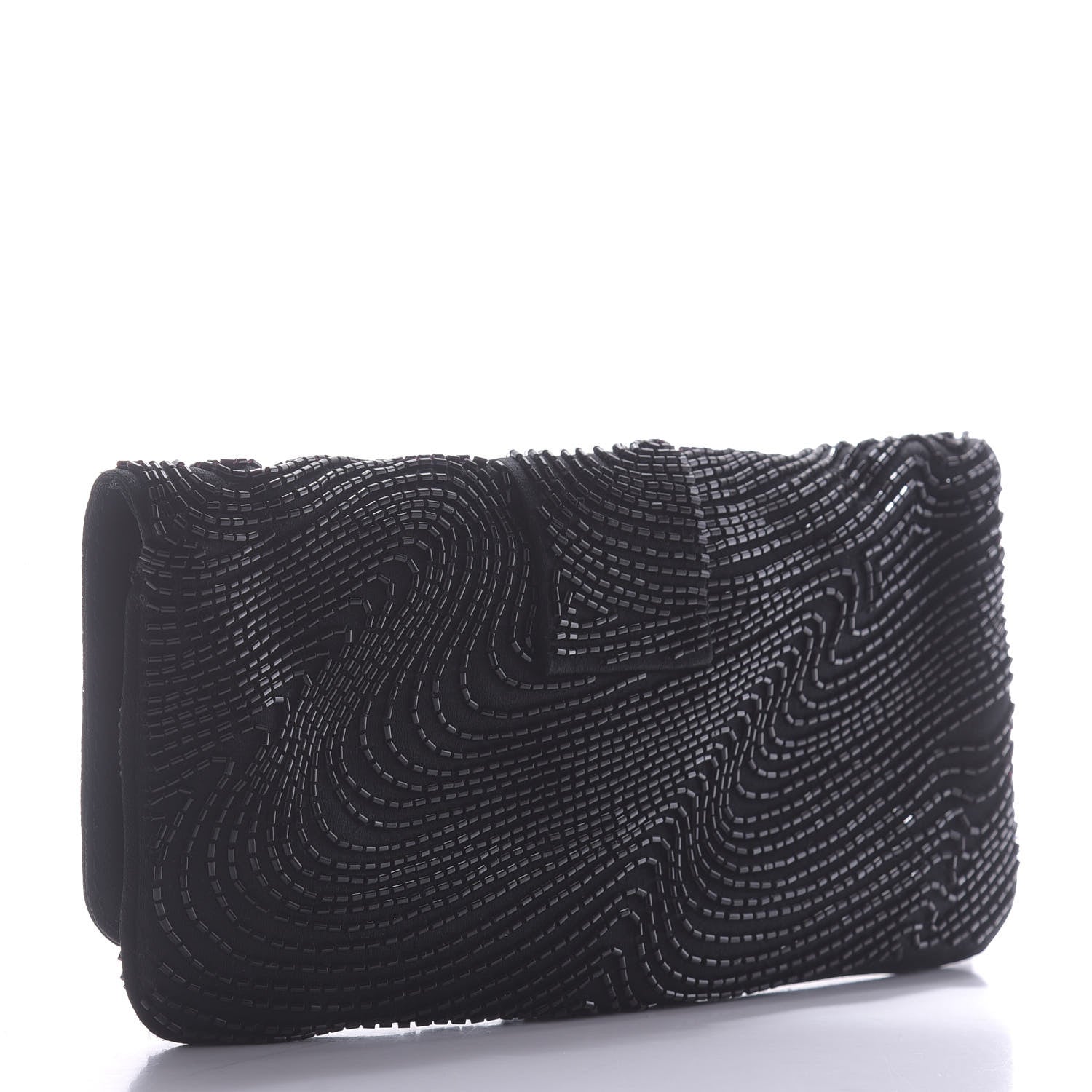 Christian Dior Satin Beaded Flap Clutch Black 3 of 10
