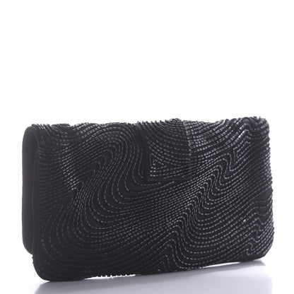 Christian Dior Satin Beaded Flap Clutch Black 3 of 10