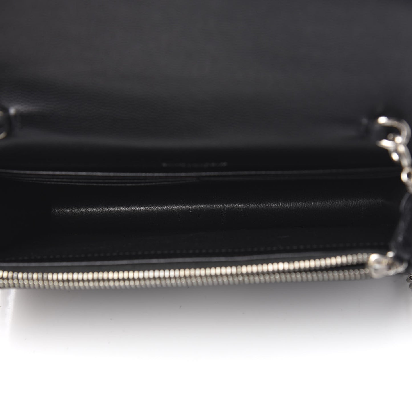 Grain De Poudre Matelasse Chevron Monogram Envelope Chain Wallet Black