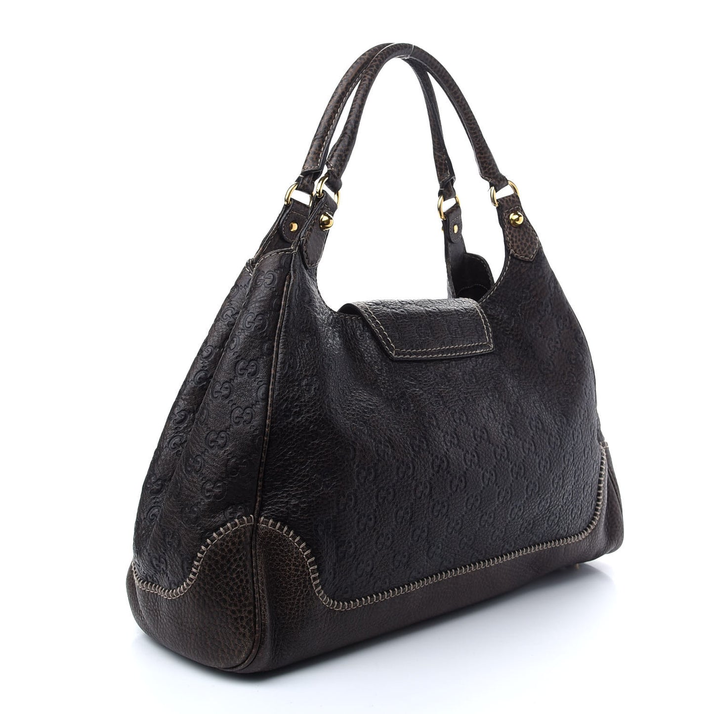 Guccissima Large New Pelham Shoulder Bag Dark Brown