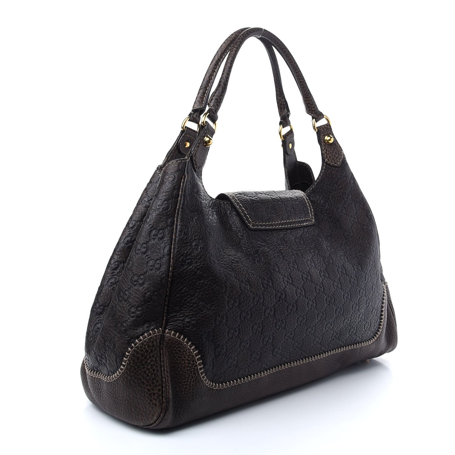 Gucci Guccissima Large New Pelham Shoulder Bag Dark Brown 3 of 9