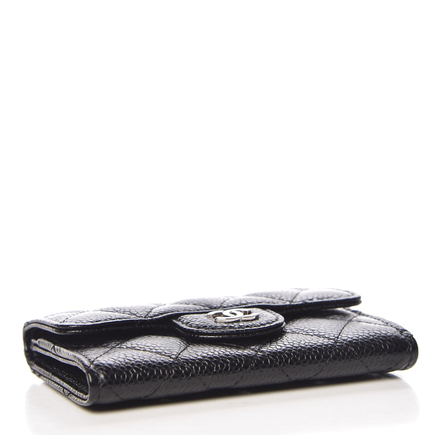 Caviar Quilted Flap Card Holder Black