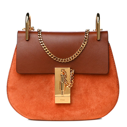 Chloe Suede Smooth Calfskin Drew Shoulder Bag Classic Tobacco 1 of 7