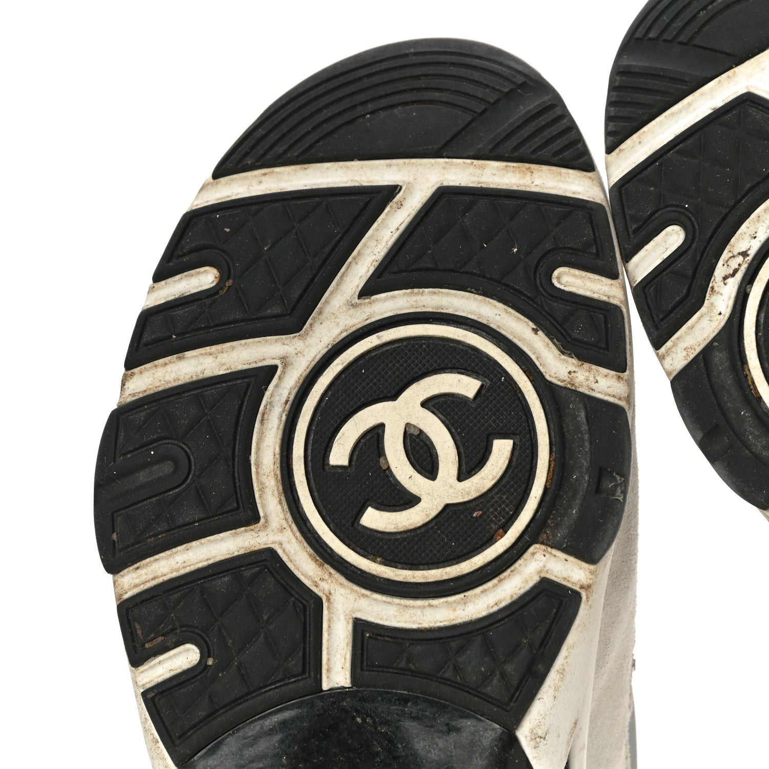Chanel Calfskin Fabric Sneakers 37.5 White Silver Fluo Pink 9 of 18