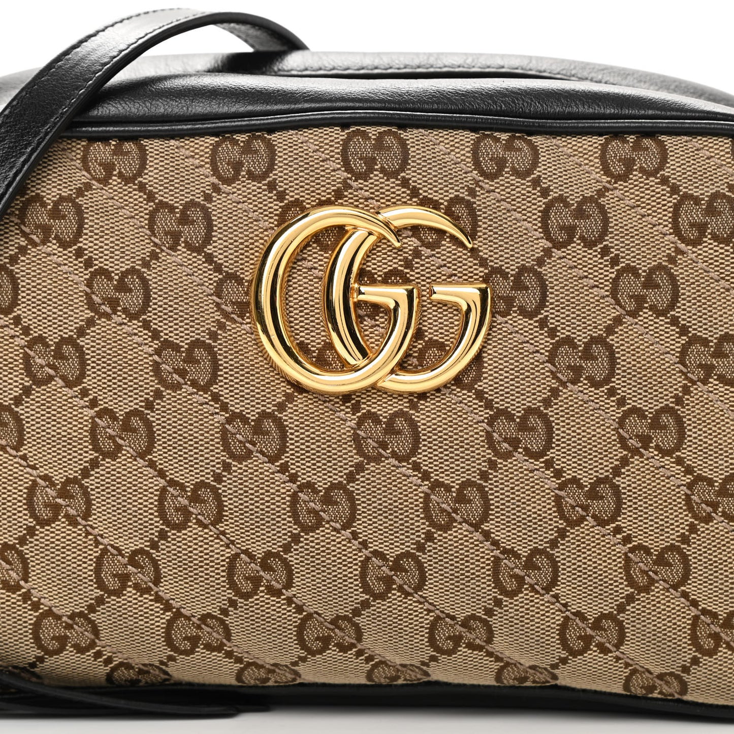 Monogram Matelasse Diagonal Small GG Marmont Chain Shoulder Bag Beige Black
