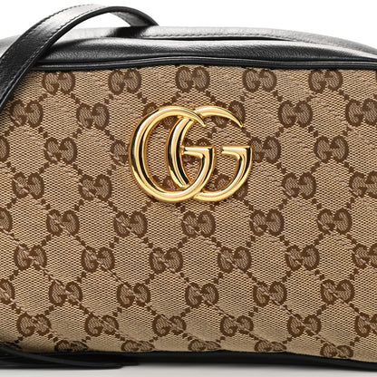 Gucci Monogram Matelasse Diagonal Small GG Marmont Chain Shoulder Bag Beige Black 8 of 14