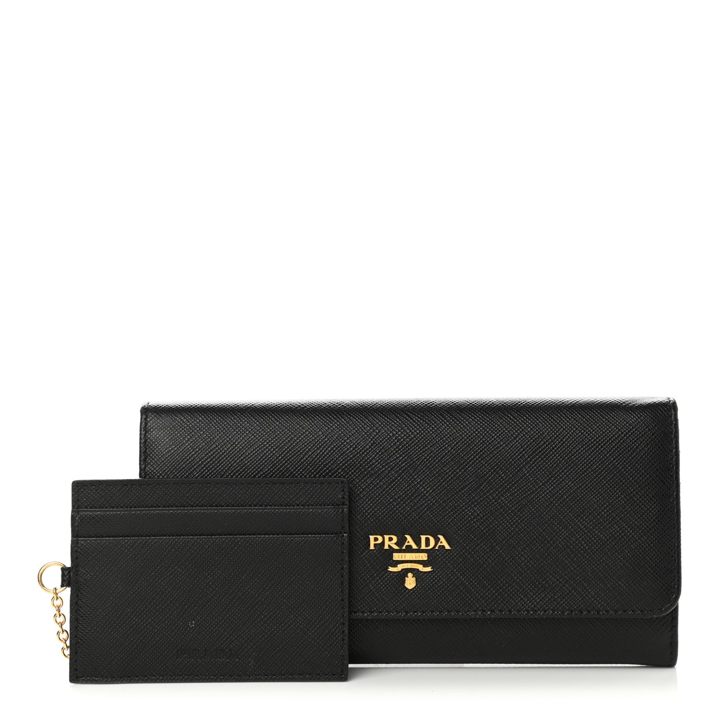 Saffiano Metal Continental Flap Wallet Black