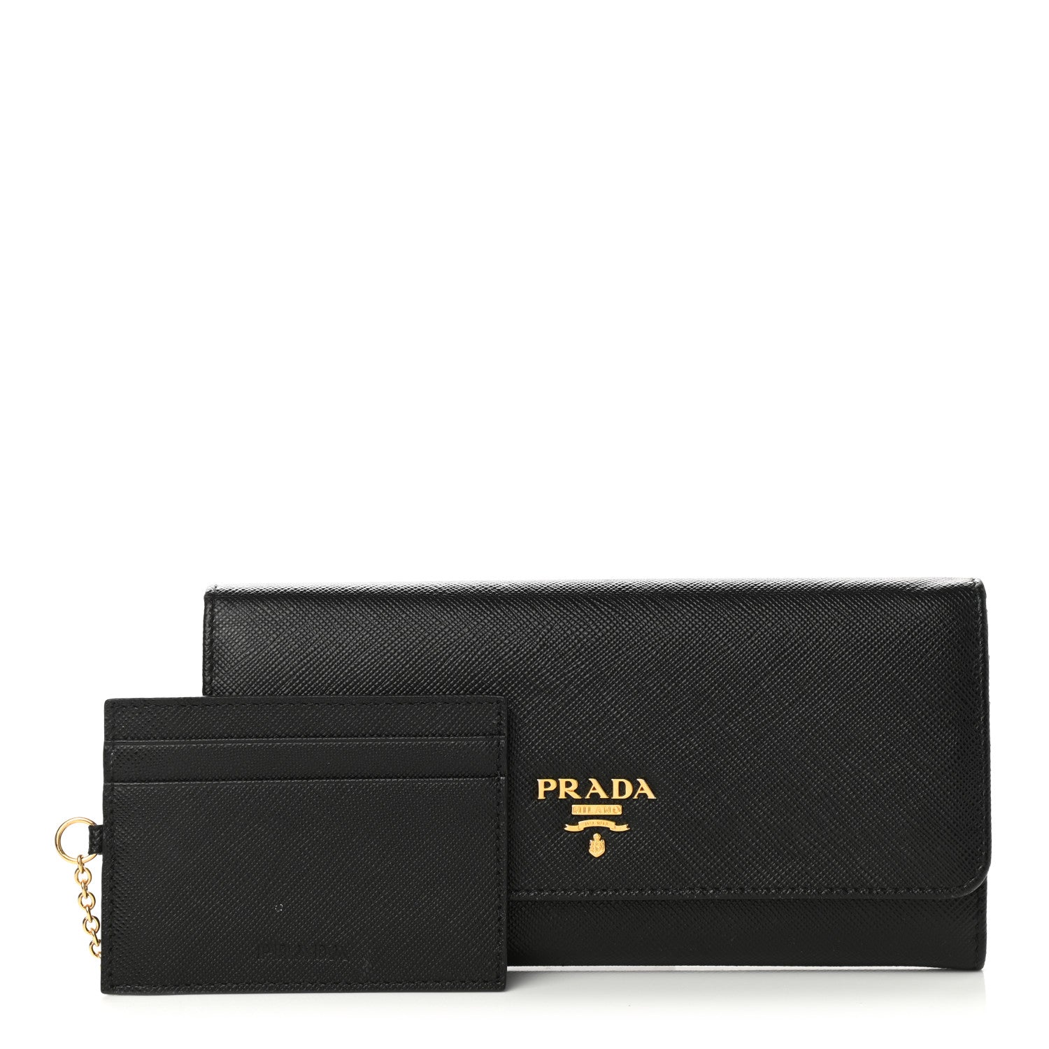 Prada Saffiano Metal Continental Flap Wallet Black 1 of 8
