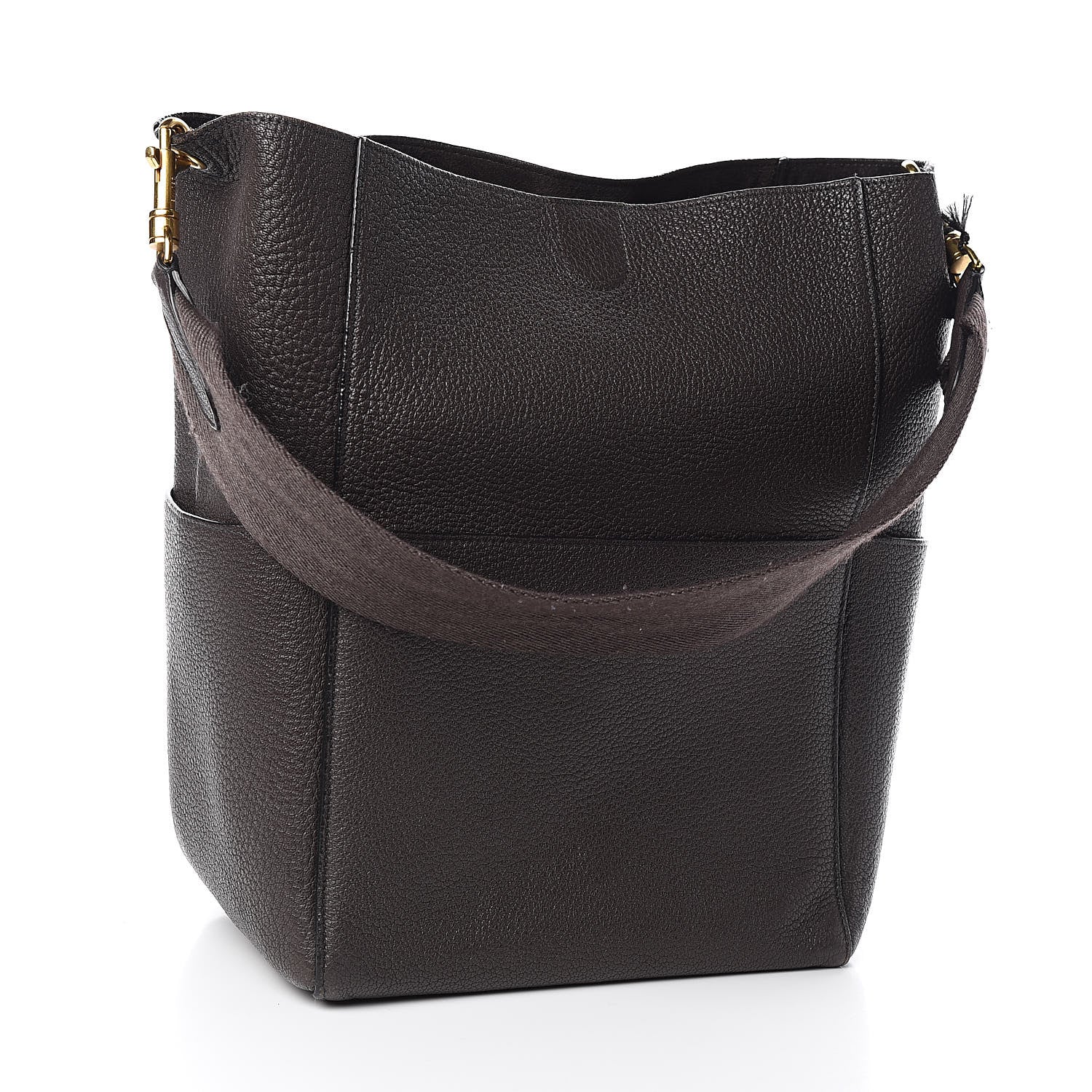 Celine Goatskin Sangle Bucket Bag Dark Taupe 3 of 15