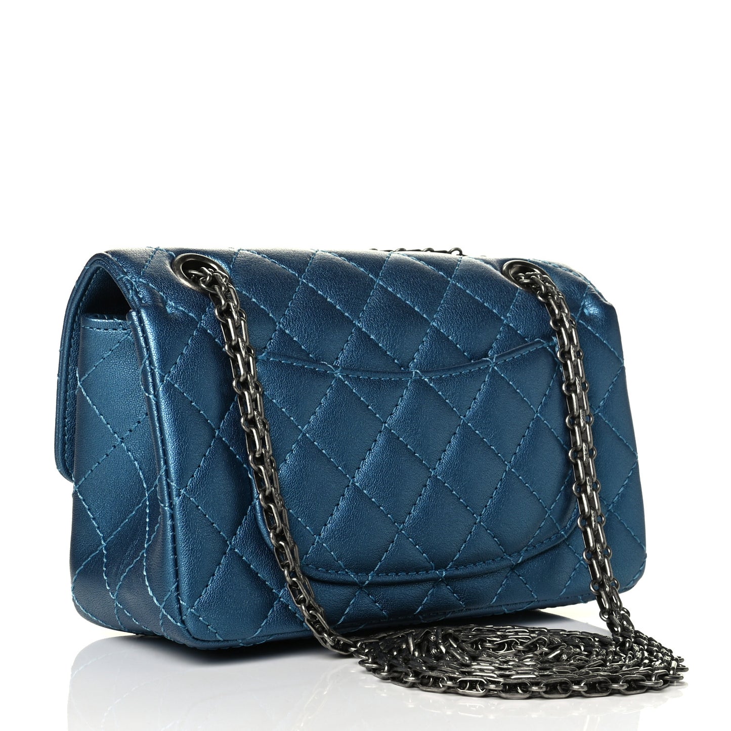 Metallic Sheepskin Quilted 2.55 Reissue Mini Flap Blue