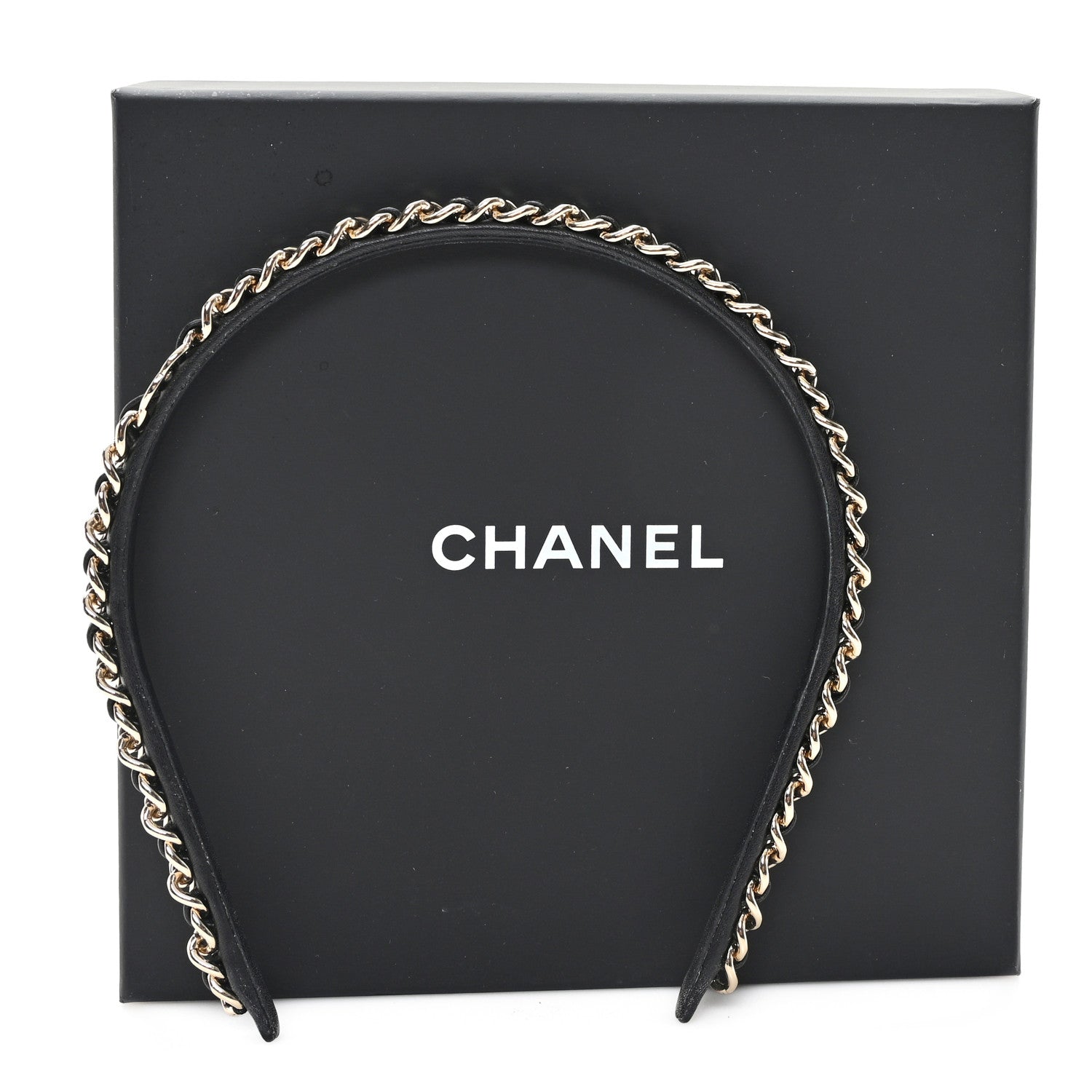 Chanel Metal Lambskin CC Chain Headband Gold Black 6 of 6