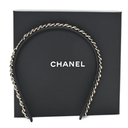 Chanel Metal Lambskin CC Chain Headband Gold Black 6 of 6
