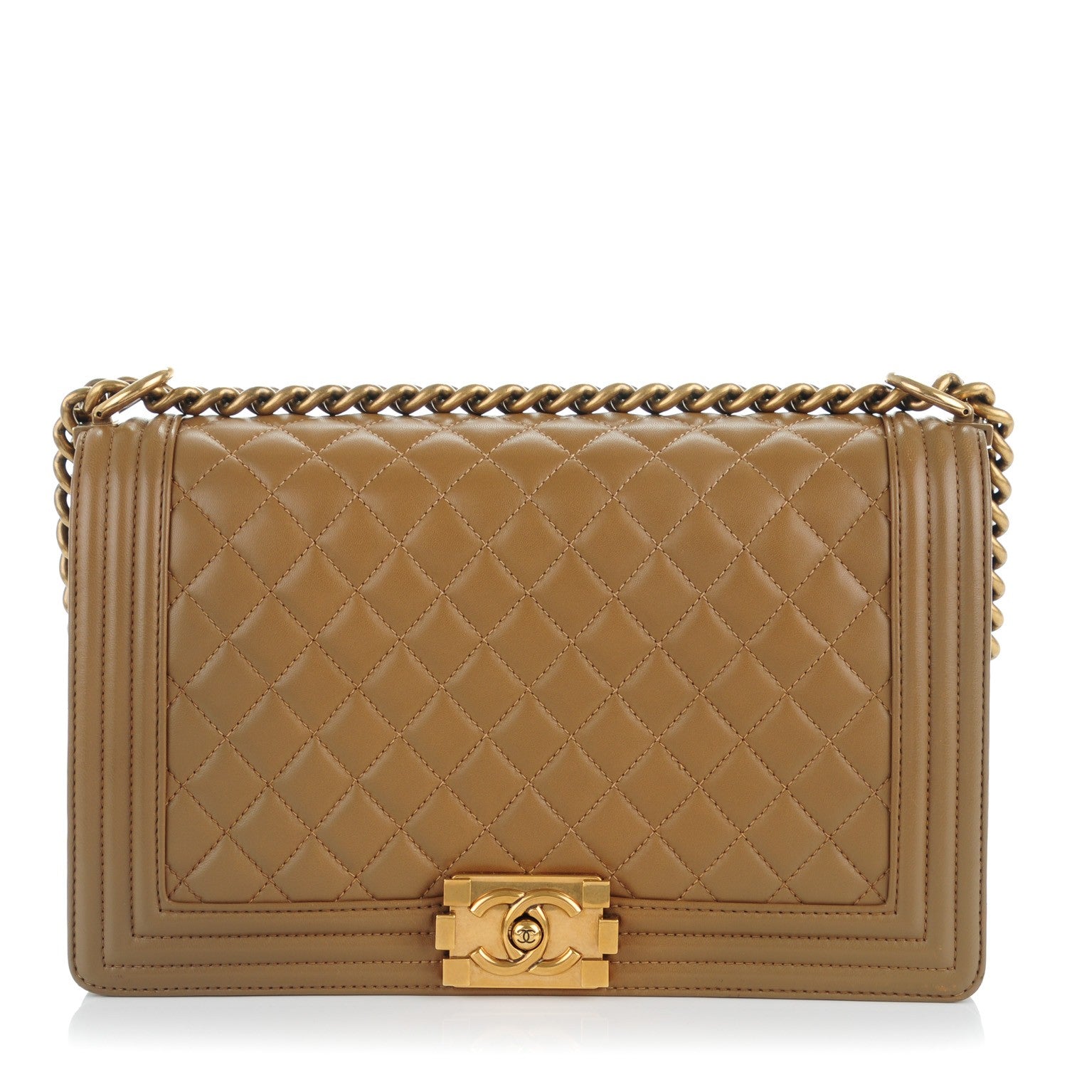 Chanel Lambskin Quilted New Medium Boy Flap Light Brown 1 of 8