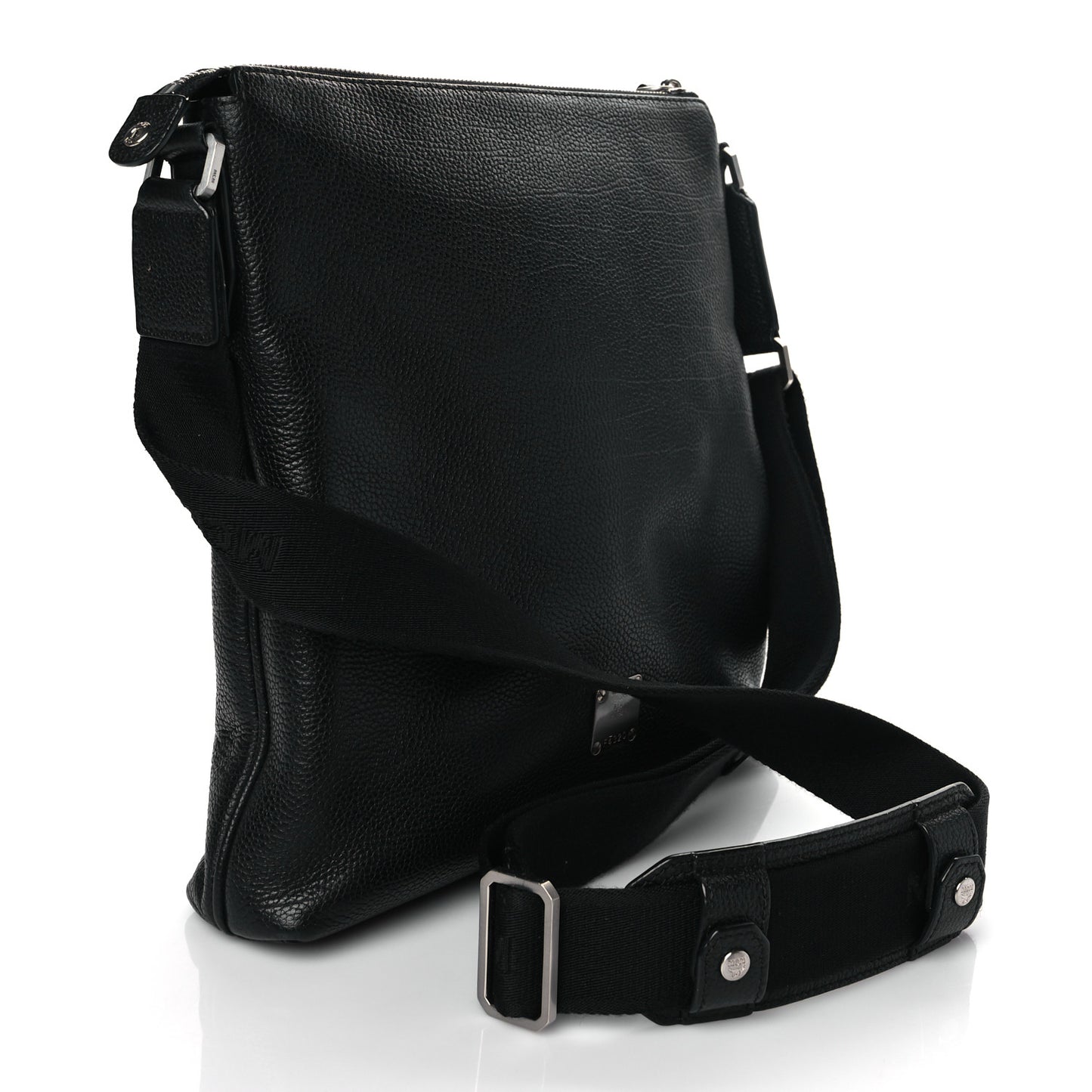 Grained Calfskin Medium Crossbody Bag Black