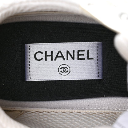 Chanel Fabric Laminated Calfskin Stretch CC Sneakers 40.5 White Silver 8 of 9