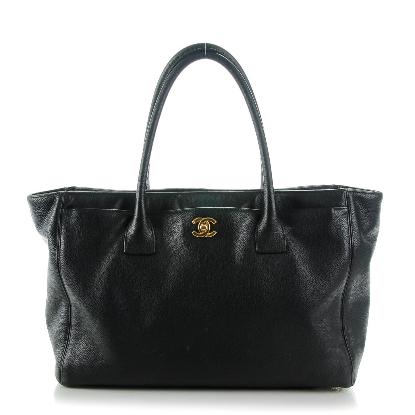 Calfskin Cerf Executive Shopper Tote Black