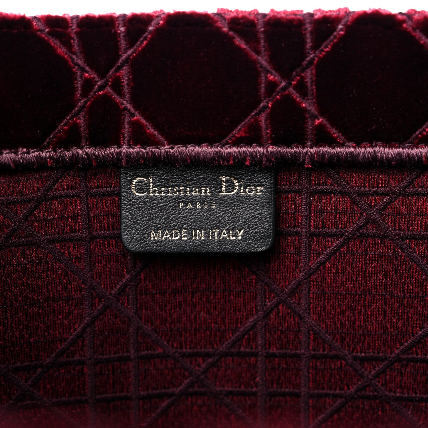 Christian Dior Velvet Cannage Large Book Tote Burgundy 5 of 9