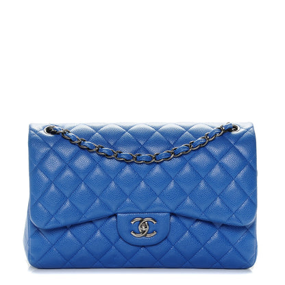 Chanel Caviar Quilted Jumbo Double Flap Blue 1 of 7