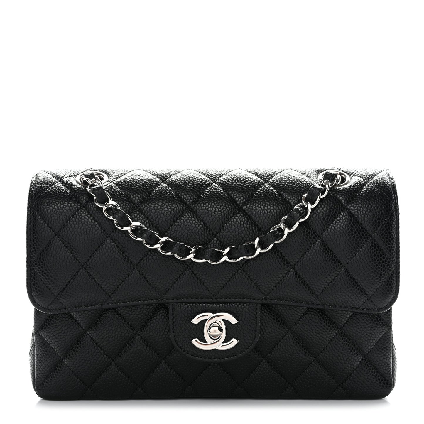 Caviar Quilted Small Double Flap Black