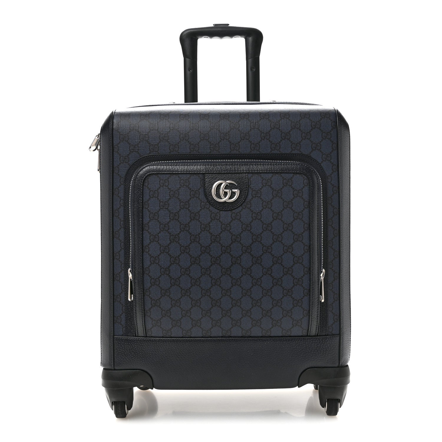 Gucci GG Supreme Monogram Textured Dollar Calfskin Web Ophidia Small Savoy Cabin Trolley Black Blue 1 of 12